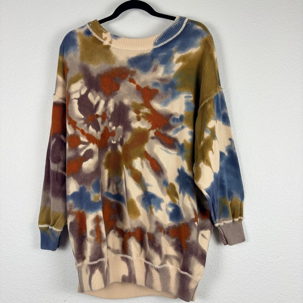Natural Life Taylor Oversized Tie Dye Cotton Sweater Small Medium